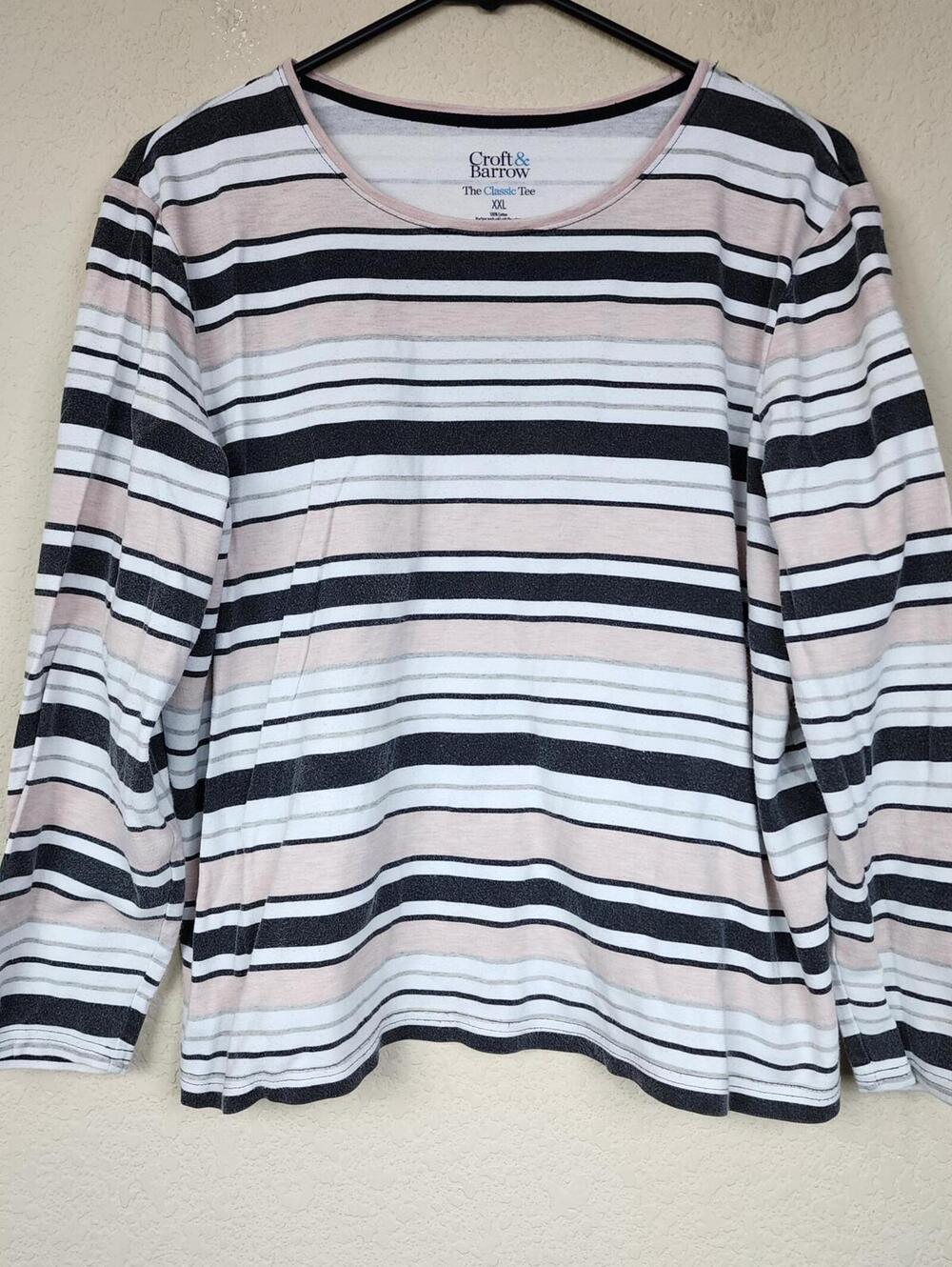 100% Cotton Croft & Barrow XXL Long Sleeve Striped Shirt